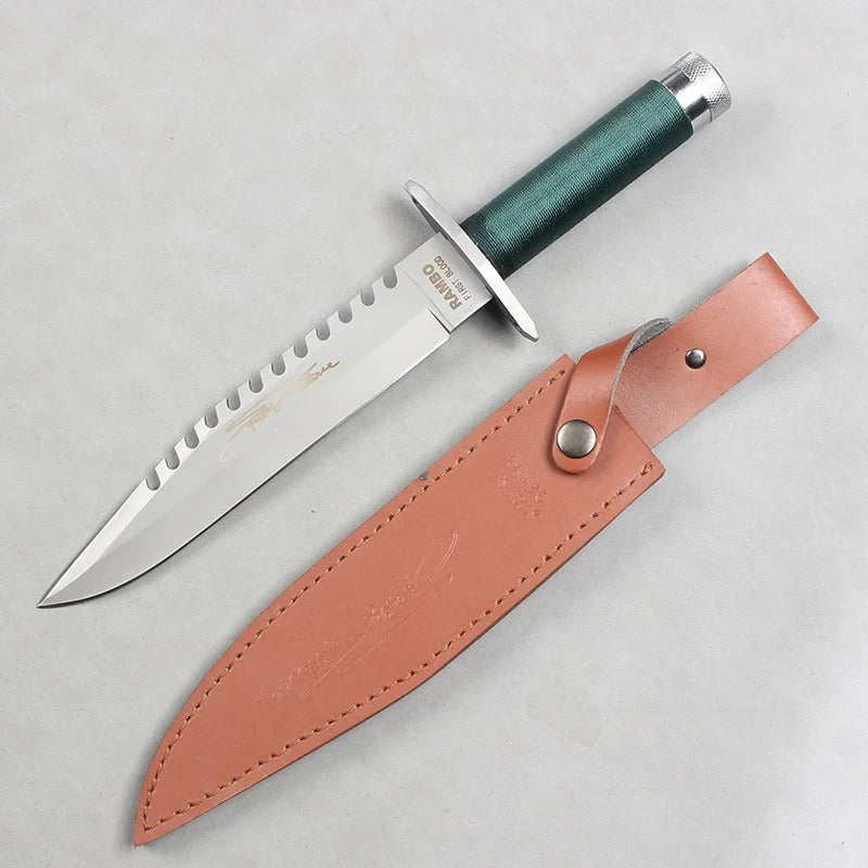 Rambo 2 High Hardness Sharp Camping Straight Knife Φορητό μαχαίρι ψαρέματος εξωτερικού χώρου Μαύρο τακτικό μαχαίρι