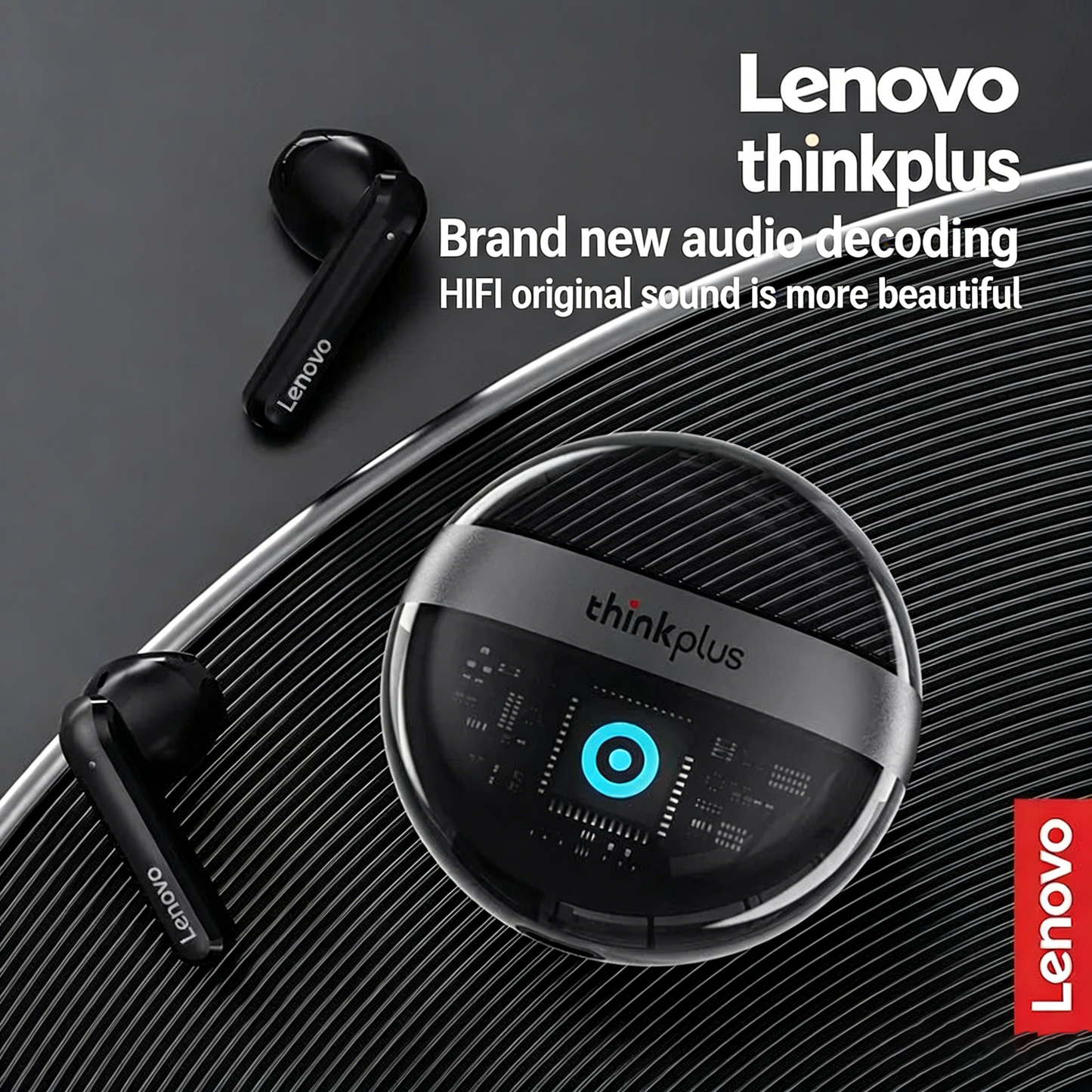 Lenovo™Ασύρματα Bluetooth Ακουστικά με Διαφανή Σχεδιασμό
