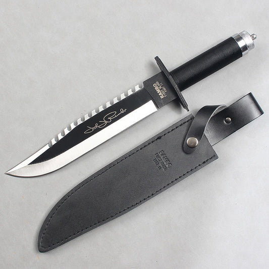 Rambo 2 High Hardness Sharp Camping Straight Knife Φορητό μαχαίρι ψαρέματος εξωτερικού χώρου Μαύρο τακτικό μαχαίρι