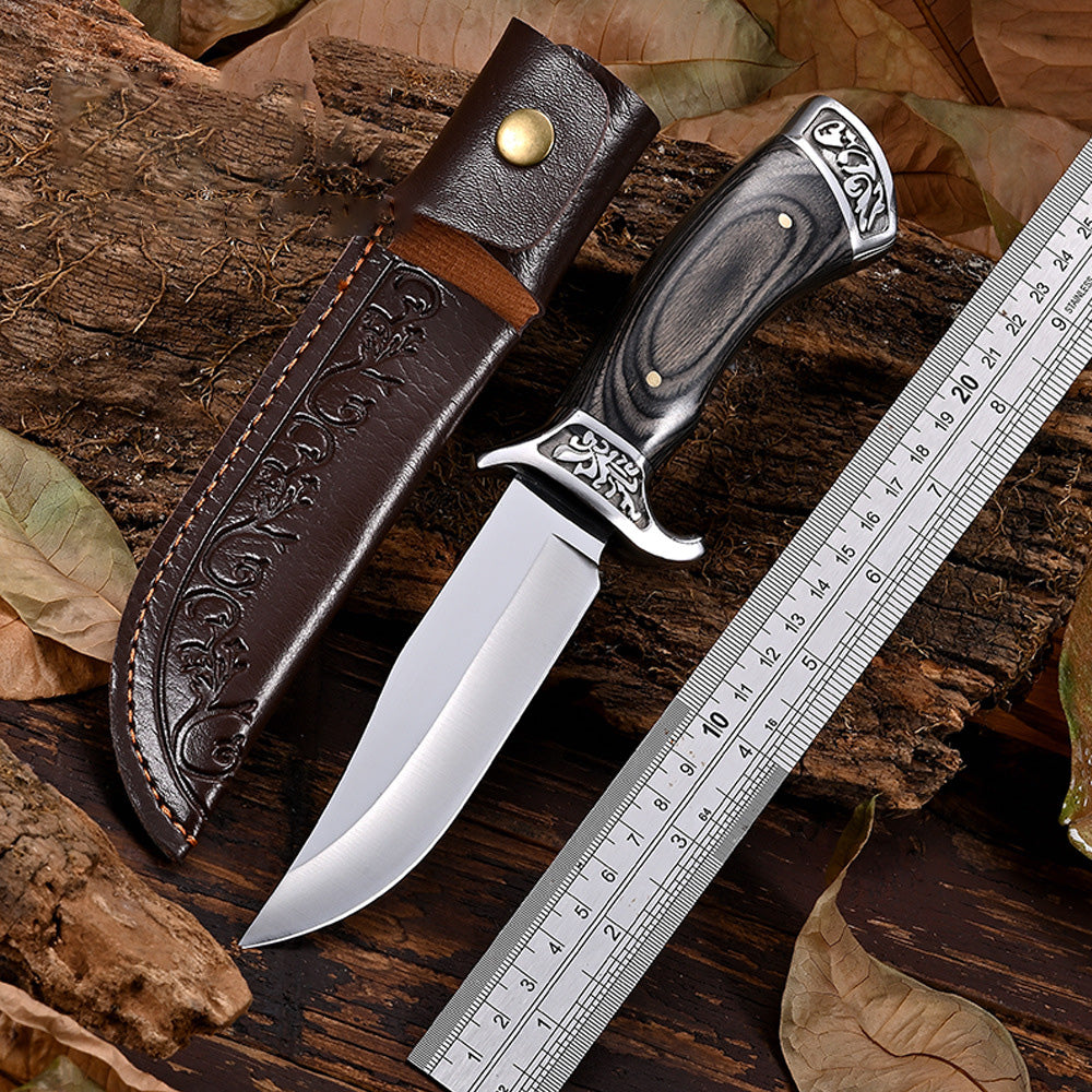 Ανάγλυφο μαχαίρι υψηλής σκληρότητας + όμορφη δερμάτινη θήκη