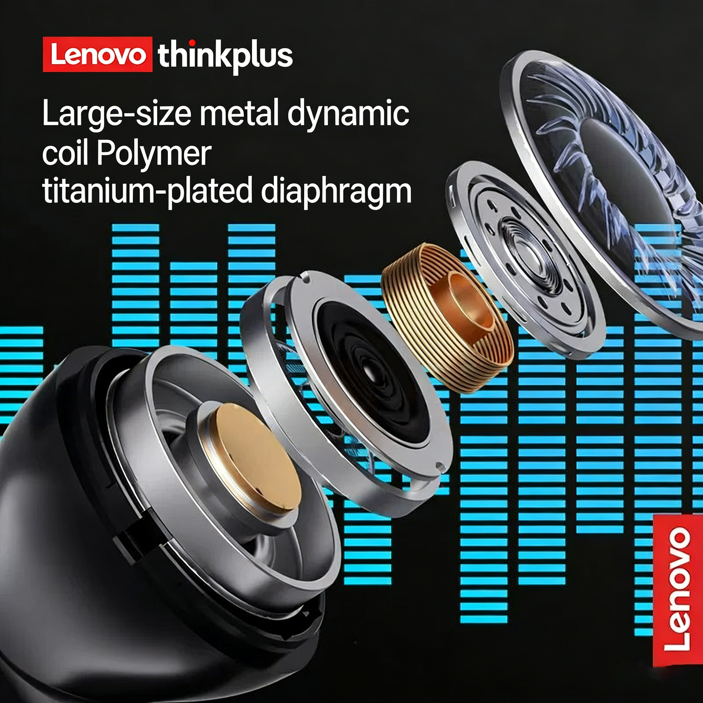 Lenovo™Ασύρματα Bluetooth Ακουστικά με Διαφανή Σχεδιασμό