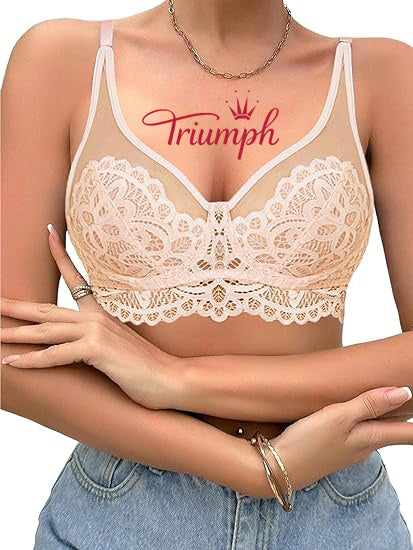 Triumph® - Avidlove μακρυμάνικη μπλούζα, σουτιέν για γυναίκες, δικτυωτό, λουλουδάτο, δαντελένιο, με πλήρη επένδυση