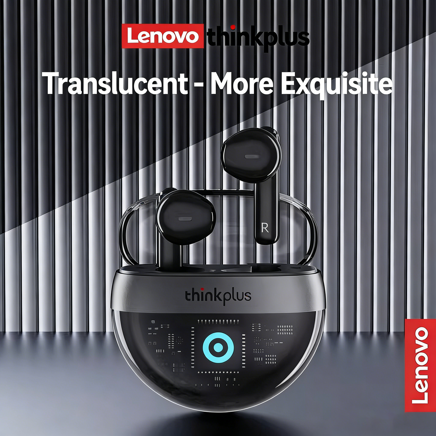 Lenovo™Ασύρματα Bluetooth Ακουστικά με Διαφανή Σχεδιασμό