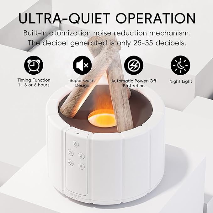 Διαχύτης φωτιάς φλόγας, διαχύτης αιθέριου ελαίου αρωματοθεραπείας, υγραντήρας δροσερής ομίχλης ξύλου 250ml για σπίτι, υπνοδωμάτιο, γραφείο, τηλεχειριστήριο, αυτόματη απενεργοποίηση, νυχτερινό φως, δώρο