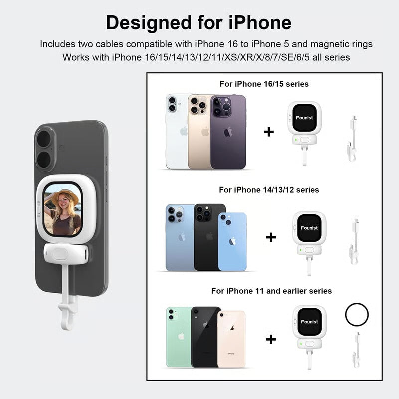 🔥Vlogmate Mini Vlog Selfie Monitor Screen για iPhone, ενσύρματη οθόνη πίσω κάμερας με τηλεχειριστήριο Bluetooth