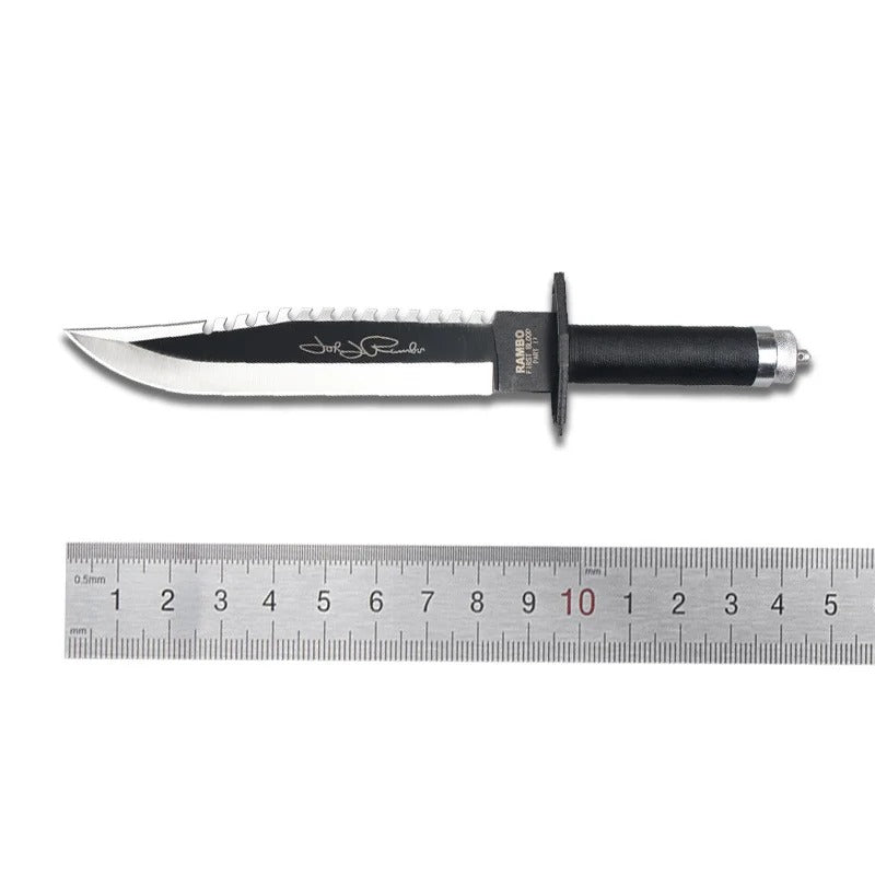 Rambo 2 High Hardness Sharp Camping Straight Knife Φορητό μαχαίρι ψαρέματος εξωτερικού χώρου Μαύρο τακτικό μαχαίρι