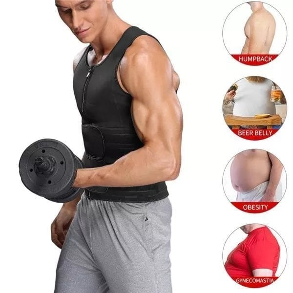 💪Ανδρικό σλιπ σμίλευσης σώματος, γιλέκο σάουνας, διπλή ζώνη