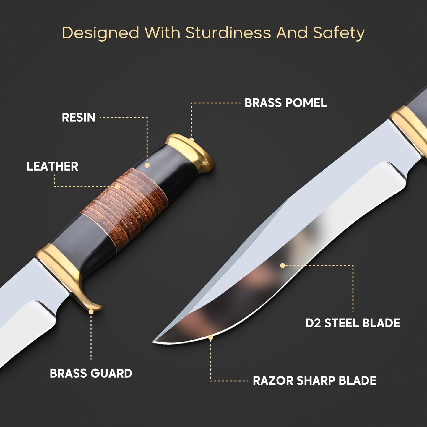 Μαχαίρι Crocodile Dundee Bowie 18" | Μαχαίρι κυνηγιού επιβίωσης σταθερής λεπίδας Τακτικό μαχαίρι σε περίπτωση για κάμπινγκ, υπαίθριες δραστηριότητες, εργασία σε θάμνους, δώρο για άνδρες