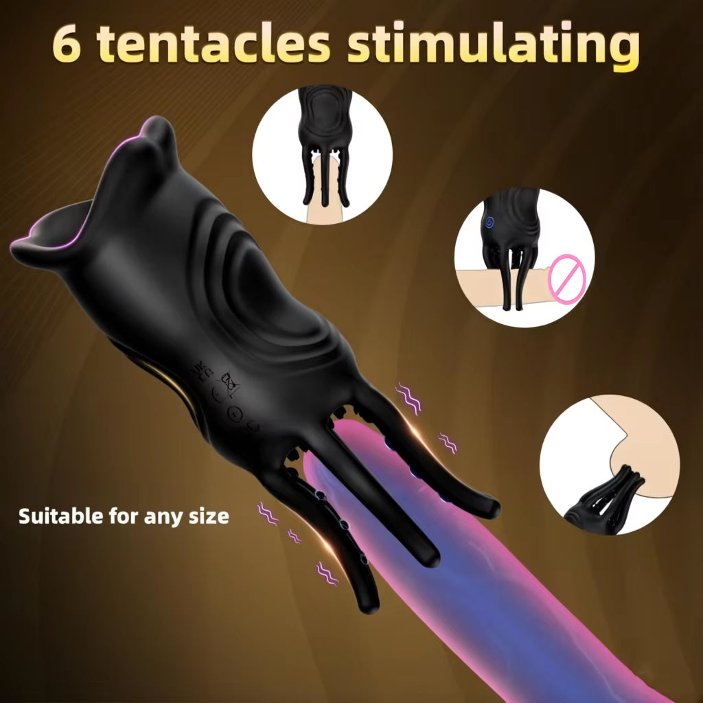 Octopus Penis Trainer Lock Ring Δονούμενο δαχτυλίδι καθυστέρησης για άνδρες Επαναφορτιζόμενο αδιάβροχο ανδρικό σεξουαλικά παιχνίδια μεγέθυνσης για ενήλικες