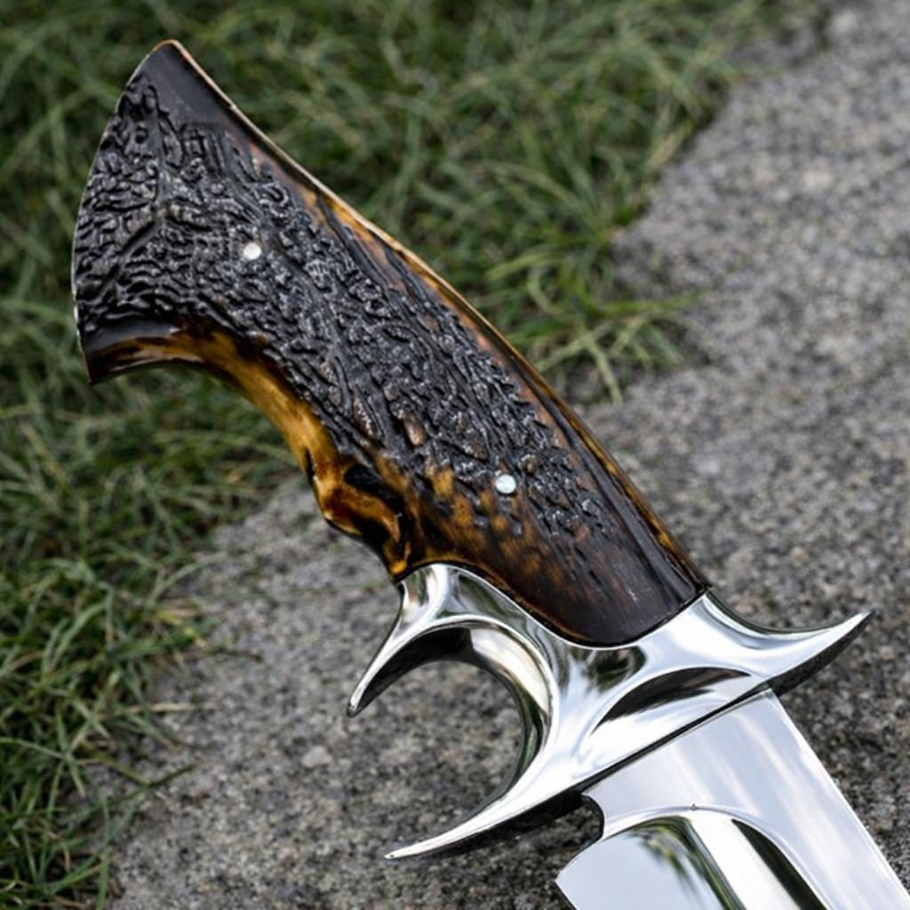 Χειροποίητο D2 Steel Bowie Knife με Δερμάτινη Θήκη Βοοειδούς για HawkEdge