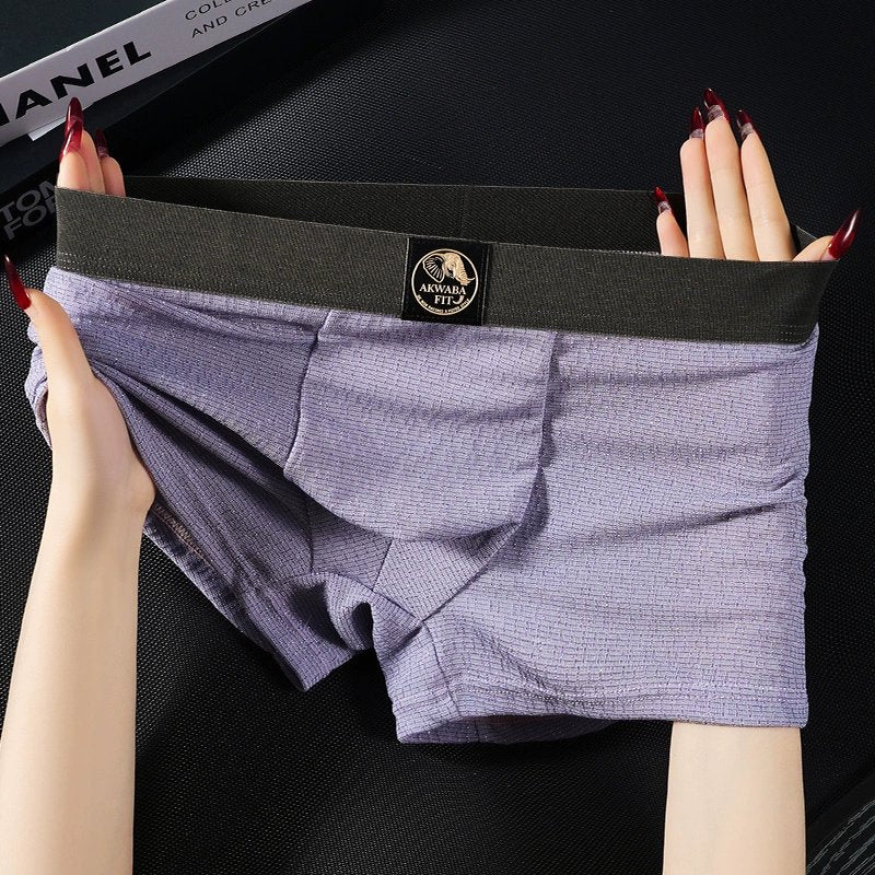 Νέα ανδρικά μονόχρωμα, άνετα και αναπνεύσιμα εσώρουχα με υφή(4 στοιχεία)