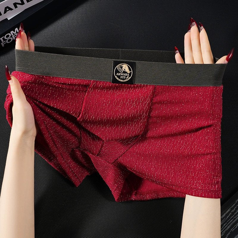 Νέα ανδρικά μονόχρωμα, άνετα και αναπνεύσιμα εσώρουχα με υφή(4 στοιχεία)