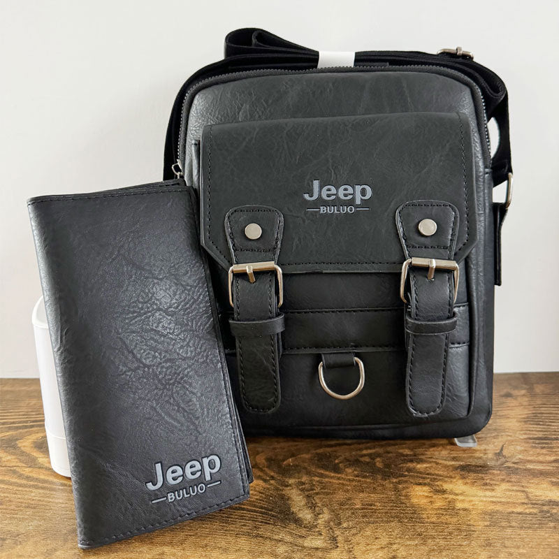 Ανδρική τσάντα ώμου από γνήσιο δέρμα - Δωρεάν πορτοφόλι