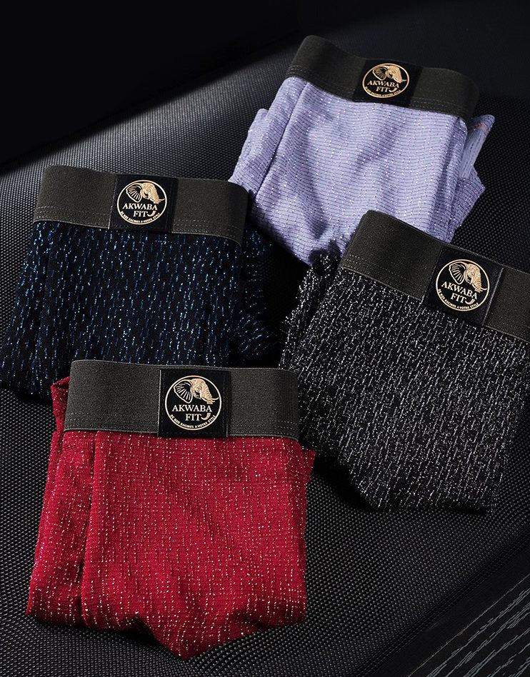 Νέα ανδρικά μονόχρωμα, άνετα και αναπνεύσιμα εσώρουχα με υφή(4 στοιχεία)