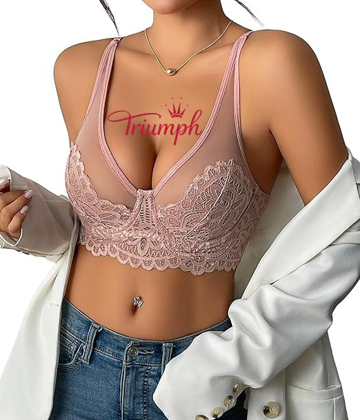 Triumph® - Avidlove μακρυμάνικη μπλούζα, σουτιέν για γυναίκες, δικτυωτό, λουλουδάτο, δαντελένιο, με πλήρη επένδυση